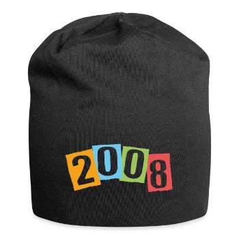 Born in 2008 – Birthday with big colorful numbers - Jersey Beanie - black - Front