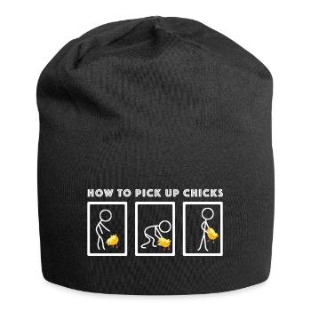 Wie man Hühnchen aufnimmt | lustige Sprüche - Jersey-Beanie - Schwarz - Vorne