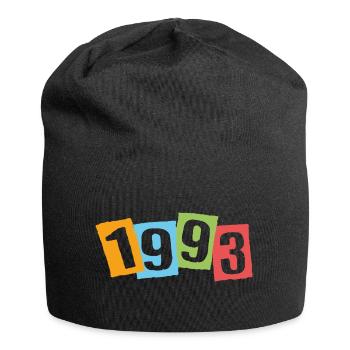 Geboren 1993 – Geburtstag mit großen bunten Zahlen - Jersey-Beanie - Schwarz - Vorne