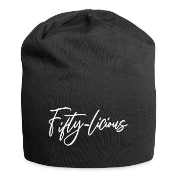 Fifty-Licious Funny 50th Birthday Party Men Women - Jersey Beanie - black - Front
