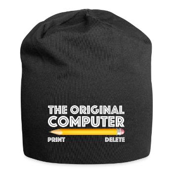 L’ordinateur d’origine| Crayon, Gomme - Bonnet en jersey - noir - Devant