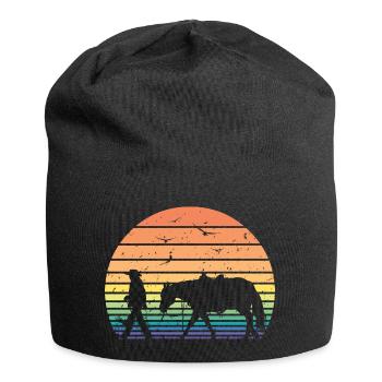 Retro Vintage Horseman Horse Lover Equestrian Gift - Jersey Beanie - black - Front