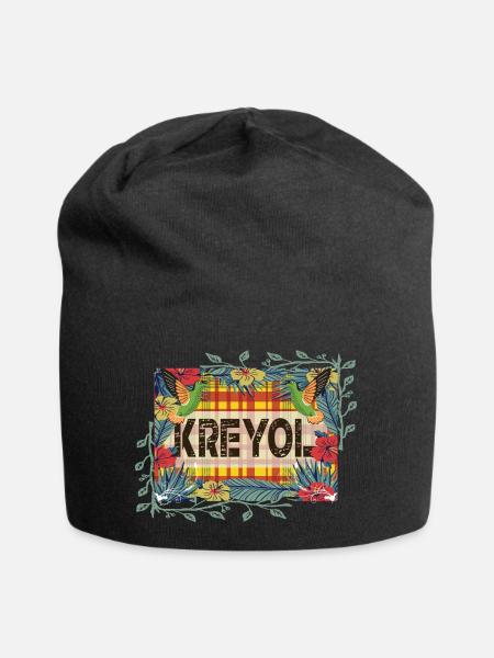 Belle Idee cadeau KREYOL OU CREOLE style madras - Bonnet en jersey - noir