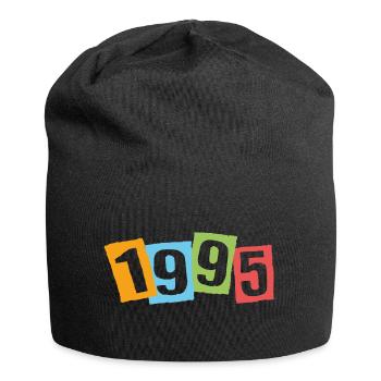 Born in 1995 – Birthday with big colorful numbers - Jersey Beanie - black - Front