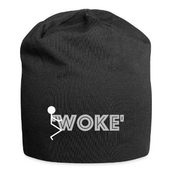 Aufgewacht | lustige Bilder, lustige Sprüche - Jersey-Beanie - Schwarz - Vorne