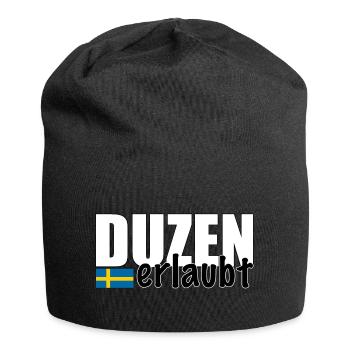 Duzen erlaubt Spruch Du Anrede Schweden Fahne - Jersey-Beanie - Schwarz - Vorne