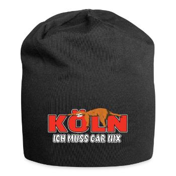Köln ich muss gar nix Faultier Heimat - Jersey-Beanie - Schwarz - Vorne