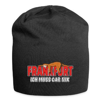 Frankfurt ich muss gar nix Faultier Heimat - Jersey-Beanie - Schwarz - Vorne