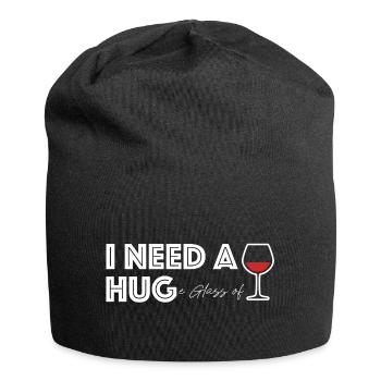 Ich brauche ein großes Glas Wein | Party - Jersey-Beanie - Schwarz - Vorne