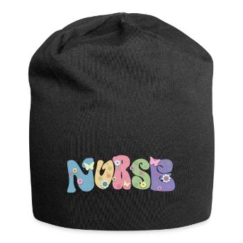 Cool Flower Nurse Cadeau pour les infirmières futures infirmières - Bonnet en jersey - noir - Devant