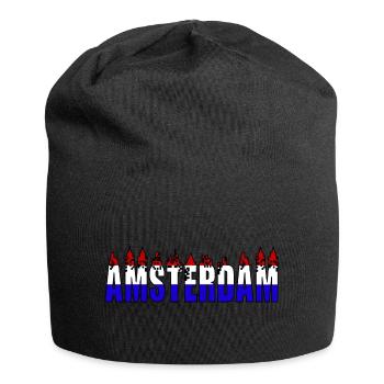 Amsterdam Holland Niederlande Schrift - Jersey-Beanie - Schwarz - Vorne