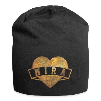 Mira Herzen Gold - Jersey-Beanie - Schwarz - Vorne