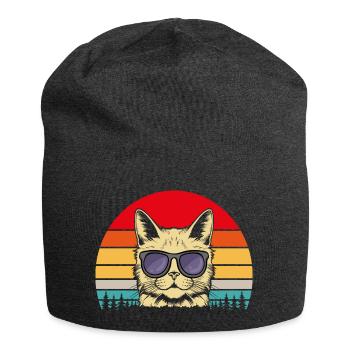 Retro Katze | Katzenliebhaber | Geschenk Katzenfan - Jersey-Beanie - Anthrazit - Vorne