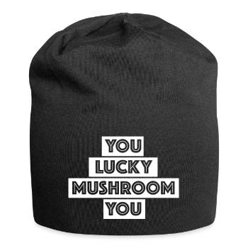 Du Glückspilz | lustige Sprüche, englisch, deutsch - Jersey-Beanie - Schwarz - Vorne