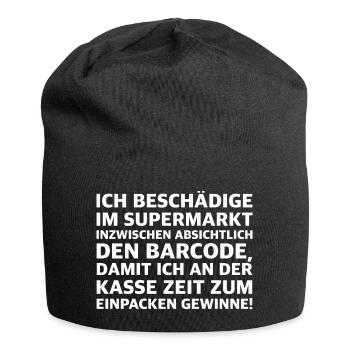 Zeit schinden | Barcode, Supermarkt, Sarkasmus - Jersey-Beanie - Schwarz - Vorne