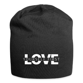 Love Yourself First | Motivation, self-love - Jersey Beanie - black - Front