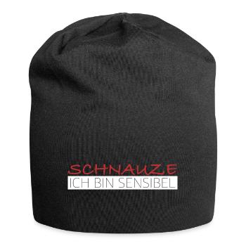 Schnauze ich bin sensibel | lustige Sprüche - Jersey-Beanie - Schwarz - Vorne