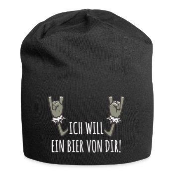Pommesgabel Spruch Ich Will Ein Bier Von Dir - Jersey-Beanie - Schwarz - Vorne