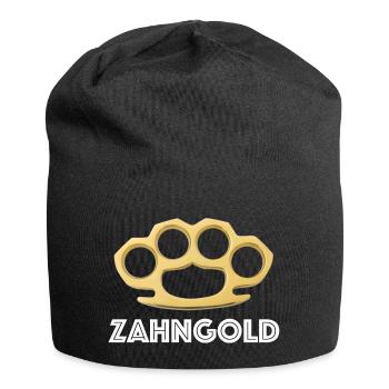 Zahngold | Schlagring, Mafia, lustige Sprüche - Jersey-Beanie - Schwarz - Vorne