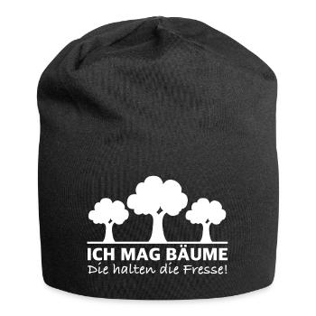 Ich mag Bäume, die halten die Fresse | Sprüche - Jersey-Beanie - Schwarz - Vorne