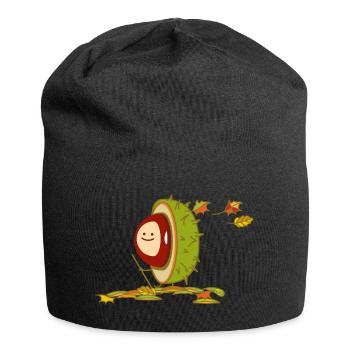 Lustige Kastanie wandert im Herbst - Jersey-Beanie - Schwarz - Vorne