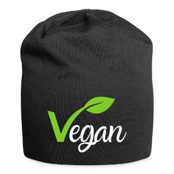 Vegan Veganer Vegetarisch No eat Animals Motiv - Jersey-Beanie - Schwarz - Vorne
