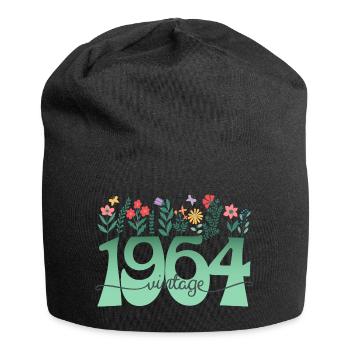 Motif Fleurs 1964 Fête Anniversaire Femme 60 Ans - Bonnet en jersey - noir - Devant