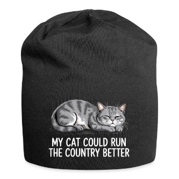 Meine Katze würde das Land besser regieren - Jersey-Beanie - Schwarz - Vorne