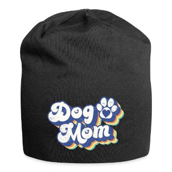 Dog Mom - Retro Dog Paw Funny Dog Lover Mom Gift - Jersey Beanie - black - Front