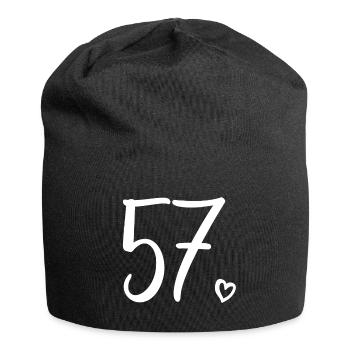 Süße Nummer 57, 57 Jahre alt, Geschenk zum 57. Geburtstag - Jersey-Beanie - Schwarz - Vorne