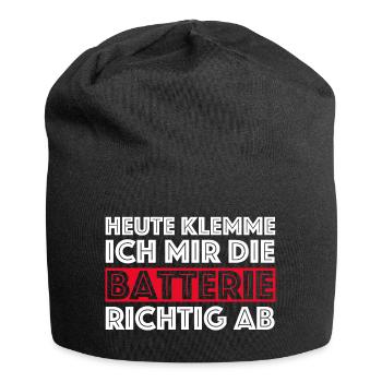 Heute klemme ih mir die Batterie ab | Bier, Party - Jersey-Beanie - Schwarz - Vorne