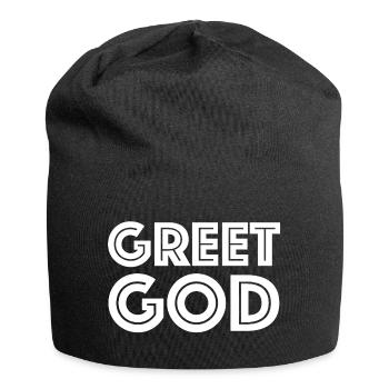 Grüss Gott | grüssen, Österreich, Bayern - Jersey-Beanie - Schwarz - Vorne
