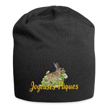 Joyeuses Paques Frohe Ostern - Jersey-Beanie - Schwarz - Vorne