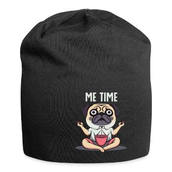 Me Time Mops Meditation Lustig - Jersey-Beanie - Schwarz - Vorne