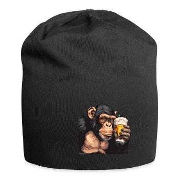 Cute Chimpanzee Drinking Beer 2 - Jersey-Beanie - Schwarz - Vorne