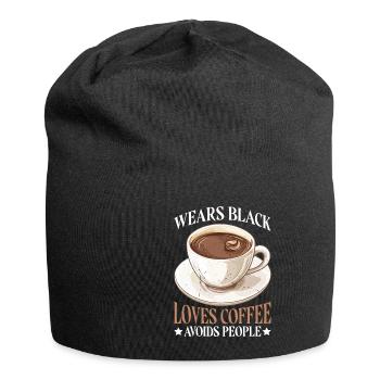 Wears Black Loves Coffee Avoids People - Jersey-Beanie - Schwarz - Vorne