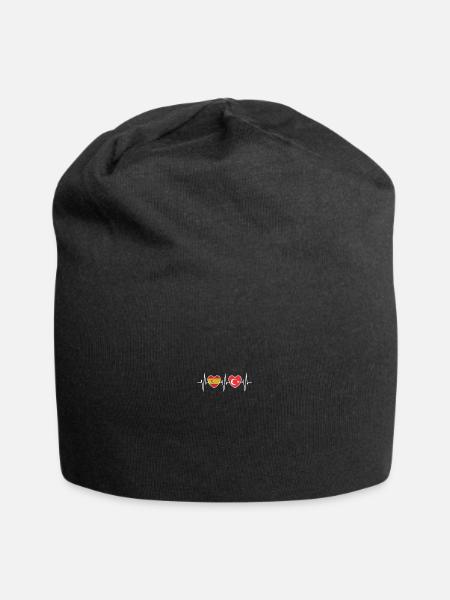 Spanien und Türkei Türkische Fahne Flaggen - Jersey-Beanie - Schwarz