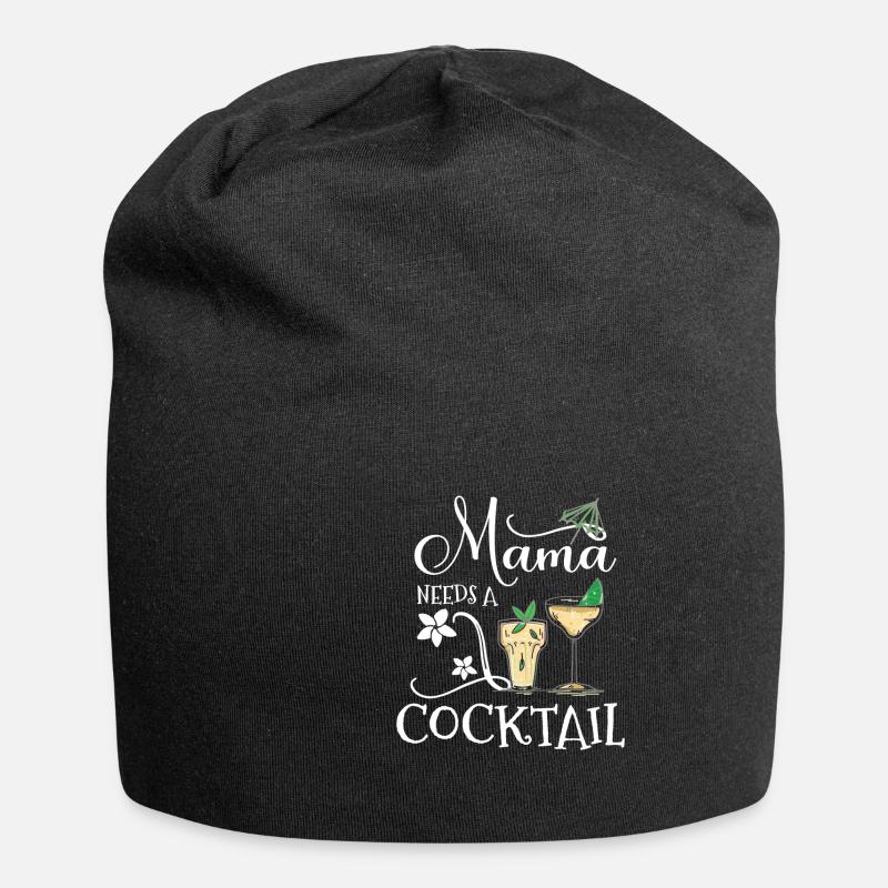 Mom Needs a Cocktail Party Alcohol Gift - Jersey Beanie - black