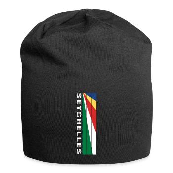 Seychellen Landesfarbe in Streifen - Jersey-Beanie - Schwarz - Vorne