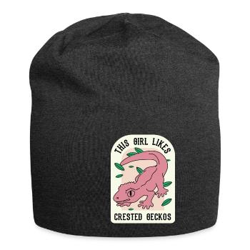 Mädchen mag Geckos Nette Eidechse Exotisches Tier - Jersey-Beanie - Anthrazit - Vorne