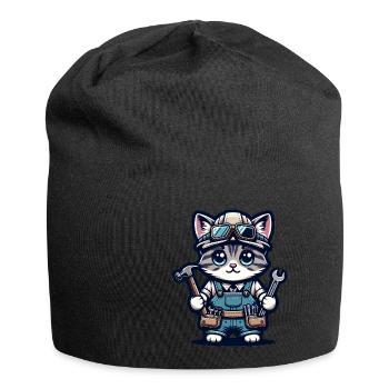 Cute Cat Craftsman - Jersey Beanie - black - Front