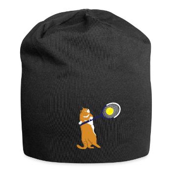 Cat plays Tennis Cat Tennis Tennis Ball Meow - Jersey Beanie - black - Front