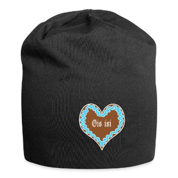 Ois isi - bayrisches Lebkuchen Herz Blau - Wiesn - Jersey-Beanie - Schwarz - Vorne