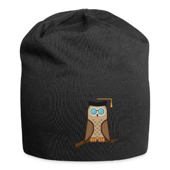 braune Eule Hedwig mit Sonnenbrille | Eulen Design - Jersey-Beanie - Schwarz - Vorne