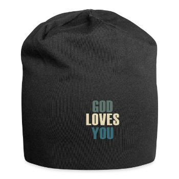 Gott liebt dich christliches Motiv - Jersey-Beanie - Schwarz - Vorne