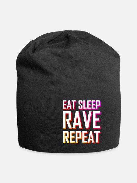 EAT SLEEP RAVE REPEAT Festival 3D font - Jersey Beanie - black