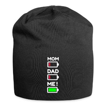 Mom Mad Me. La batterie est vide. Maman - papa - Bonnet en jersey - noir - Devant