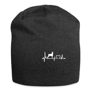 Boxer Hund Herzschlag - Jersey-Beanie - Anthrazit - Vorne