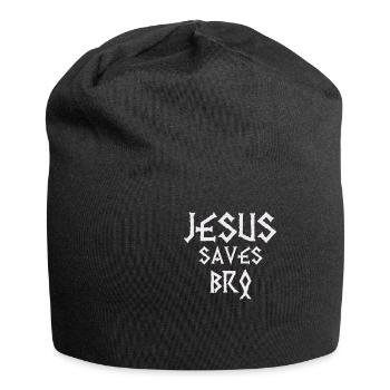 Jésus Saves Bro, cadeau shirt argent design - Bonnet en jersey - noir - Devant