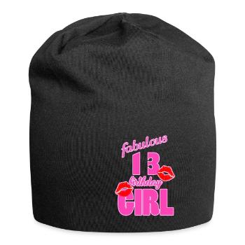 fabuleux 13 anniversaire fille 13ème anniversaire rose Baiser - Bonnet en jersey - noir - Devant
